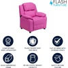 image:imageFlash Furniture Charlie Vinyl Kids Recliner with FlipUp Storage Arms and Safety Recline Contemporary Reclining Chair for Kids Supports up to 90 lbs Hot PinkHot Pink Vinyl