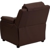 image:imageFlash Furniture Charlie Vinyl Kids Recliner with FlipUp Storage Arms and Safety Recline Contemporary Reclining Chair for Kids Supports up to 90 lbs Hot PinkBrown Leathersoft