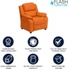 image:imageFlash Furniture Charlie Vinyl Kids Recliner with FlipUp Storage Arms and Safety Recline Contemporary Reclining Chair for Kids Supports up to 90 lbs Hot PinkOrange Vinyl