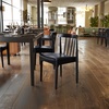 image:imageFlash Furniture Chester Solid Wood Dining Chair Commercial Grade Restaurant Chair with Curved Spindle Backrest and Vinyl Padded Seat Set of 2 Antique WhiteBeigeBlack Vinyl SeatBlack Wood Frame