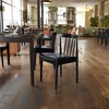 image:imageFlash Furniture Chester Solid Wood Dining Chair Commercial Grade Restaurant Chair with Curved Spindle Backrest and Vinyl Padded Seat Set of 2 Antique WhiteBeigeBlack Vinyl SeatBlack Wood Frame