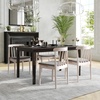 image:imageFlash Furniture Chester Solid Wood Dining Chair Commercial Grade Restaurant Chair with Curved Spindle Backrest and Vinyl Padded Seat Set of 2 Antique WhiteBeigeBrown Vinyl SeatAntique White Wood Frame