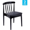 image:imageFlash Furniture Chester Solid Wood Dining Chair Commercial Grade Restaurant Chair with Curved Spindle Backrest and Vinyl Padded Seat Set of 2 Antique WhiteBeigeBlack Vinyl SeatBlack Wood Frame