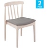image:imageFlash Furniture Chester Solid Wood Dining Chair Commercial Grade Restaurant Chair with Curved Spindle Backrest and Vinyl Padded Seat Set of 2 Antique WhiteBeigeBrown Vinyl SeatAntique White Wood Frame