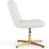 image:imageFlash Furniture Chloe Commercial MidBack Swivel Office Chair Padded LeatherSoft Adjustable Height Ergonomic MidRise Back Armless Stationary CognacBlackWhite LeathersoftGold Frame