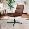 image:imageFlash Furniture Chloe Commercial MidBack Swivel Office Chair Padded LeatherSoft Adjustable Height Ergonomic MidRise Back Armless Stationary CognacBlackCognac LeathersoftBlack Frame