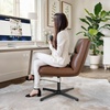 image:imageFlash Furniture Chloe Commercial MidBack Swivel Office Chair Padded LeatherSoft Adjustable Height Ergonomic MidRise Back Armless Stationary CognacBlackCognac LeathersoftBlack Frame
