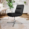 image:imageFlash Furniture Chloe Commercial MidBack Swivel Office Chair Padded LeatherSoft Adjustable Height Ergonomic MidRise Back Armless Stationary CognacBlackBlack LeathersoftChrome Frame