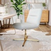 image:imageFlash Furniture Chloe Commercial MidBack Swivel Office Chair Padded LeatherSoft Adjustable Height Ergonomic MidRise Back Armless Stationary CognacBlackWhite LeathersoftGold Frame