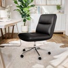image:imageFlash Furniture Chloe Commercial MidBack Swivel Office Chair Padded LeatherSoft Adjustable Height Ergonomic MidRise Back Armless Wheels WhiteGoldBlack LeathersoftChrome Frame