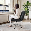 image:imageFlash Furniture Chloe Commercial MidBack Swivel Office Chair Padded LeatherSoft Adjustable Height Ergonomic MidRise Back Armless Wheels WhiteGoldBlack LeathersoftChrome Frame