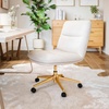 image:imageFlash Furniture Chloe Commercial MidBack Swivel Office Chair Padded LeatherSoft Adjustable Height Ergonomic MidRise Back Armless Wheels WhiteGoldWhite LeathersoftGold Frame