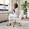 image:imageFlash Furniture Chloe Commercial MidBack Swivel Office Chair Padded LeatherSoft Adjustable Height Ergonomic MidRise Back Armless Wheels WhiteGoldWhite LeathersoftGold Frame
