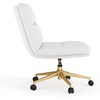 image:imageFlash Furniture Chloe Commercial MidBack Swivel Office Chair Padded LeatherSoft Adjustable Height Ergonomic MidRise Back Armless Wheels WhiteGoldWhite LeathersoftGold Frame