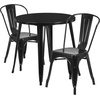 image:imageFlash Furniture Commercial Grade 30 Round Red Metal IndoorOutdoor Table Set with 2 Cafe ChairsBlack