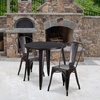 image:imageFlash Furniture Commercial Grade 30 Round Red Metal IndoorOutdoor Table Set with 2 Cafe ChairsBlackantique Gold