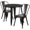 image:imageFlash Furniture Commercial Grade 30 Round Red Metal IndoorOutdoor Table Set with 2 Cafe ChairsBlackantique Gold