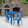 image:imageFlash Furniture Commercial Grade 30 Round Red Metal IndoorOutdoor Table Set with 2 Cafe ChairsBlue