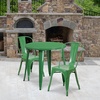image:imageFlash Furniture Commercial Grade 30 Round Red Metal IndoorOutdoor Table Set with 2 Cafe ChairsGreen