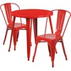 image:imageFlash Furniture Commercial Grade 30 Round Red Metal IndoorOutdoor Table Set with 2 Cafe ChairsRed