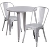 image:imageFlash Furniture Commercial Grade 30 Round Red Metal IndoorOutdoor Table Set with 2 Cafe ChairsSilver