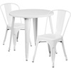 image:imageFlash Furniture Commercial Grade 30 Round Red Metal IndoorOutdoor Table Set with 2 Cafe ChairsWhite