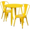 image:imageFlash Furniture Commercial Grade 30 Round Red Metal IndoorOutdoor Table Set with 2 Cafe ChairsYellow