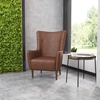 image:imageFlash Furniture Connor Traditional Wingback Accent Chair Commercial Grade Faux Leather Upholstery and Wooden Frame and Legs Light BrownDark Brown