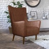 image:imageFlash Furniture Connor Traditional Wingback Accent Chair Commercial Grade Faux Leather Upholstery and Wooden Frame and Legs Light BrownDark Brown