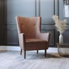 image:imageFlash Furniture Connor Traditional Wingback Accent Chair Commercial Grade Faux Leather Upholstery and Wooden Frame and Legs Light BrownDark Brown