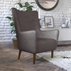 image:imageFlash Furniture Connor Traditional Wingback Accent Chair Commercial Grade Faux Leather Upholstery and Wooden Frame and Legs Light BrownDark Gray