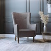 image:imageFlash Furniture Connor Traditional Wingback Accent Chair Commercial Grade Faux Leather Upholstery and Wooden Frame and Legs Light BrownDark Gray