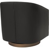 image:imageFlash Furniture Dean Upholstered Barrel Chair Commercial 360 Swivel Club Style Chair Sloped Armrests Woodgrain Vinyl Wrapped Metal Base Cream FabricBlack Leathersoft