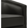 image:imageFlash Furniture Dean Upholstered Barrel Chair Commercial 360 Swivel Club Style Chair Sloped Armrests Woodgrain Vinyl Wrapped Metal Base Cream FabricBlack Leathersoft