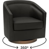image:imageFlash Furniture Dean Upholstered Barrel Chair Commercial 360 Swivel Club Style Chair Sloped Armrests Woodgrain Vinyl Wrapped Metal Base Cream FabricBlack Leathersoft