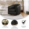 image:imageFlash Furniture Dean Upholstered Barrel Chair Commercial 360 Swivel Club Style Chair Sloped Armrests Woodgrain Vinyl Wrapped Metal Base Cream FabricBlack Leathersoft