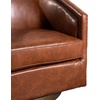 image:imageFlash Furniture Dean Upholstered Barrel Chair Commercial 360 Swivel Club Style Chair Sloped Armrests Woodgrain Vinyl Wrapped Metal Base Cream FabricBrown Leathersoft