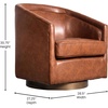 image:imageFlash Furniture Dean Upholstered Barrel Chair Commercial 360 Swivel Club Style Chair Sloped Armrests Woodgrain Vinyl Wrapped Metal Base Cream FabricBrown Leathersoft