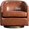 image:imageFlash Furniture Dean Upholstered Barrel Chair Commercial 360 Swivel Club Style Chair Sloped Armrests Woodgrain Vinyl Wrapped Metal Base Cream FabricBrown Leathersoft