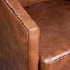 image:imageFlash Furniture Dean Upholstered Barrel Chair Commercial 360 Swivel Club Style Chair Sloped Armrests Woodgrain Vinyl Wrapped Metal Base Cream FabricBrown Leathersoft
