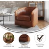 image:imageFlash Furniture Dean Upholstered Barrel Chair Commercial 360 Swivel Club Style Chair Sloped Armrests Woodgrain Vinyl Wrapped Metal Base Cream FabricBrown Leathersoft