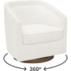 image:imageFlash Furniture Dean Upholstered Barrel Chair Commercial 360 Swivel Club Style Chair Sloped Armrests Woodgrain Vinyl Wrapped Metal Base Cream FabricCream Boucle