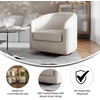image:imageFlash Furniture Dean Upholstered Barrel Chair Commercial 360 Swivel Club Style Chair Sloped Armrests Woodgrain Vinyl Wrapped Metal Base Cream FabricCream