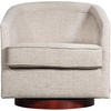 image:imageFlash Furniture Dean Upholstered Barrel Chair Commercial 360 Swivel Club Style Chair Sloped Armrests Woodgrain Vinyl Wrapped Metal Base Cream FabricCream