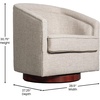 image:imageFlash Furniture Dean Upholstered Barrel Chair Commercial 360 Swivel Club Style Chair Sloped Armrests Woodgrain Vinyl Wrapped Metal Base Cream FabricCream