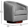 image:imageFlash Furniture Dean Upholstered Barrel Chair Commercial 360 Swivel Club Style Chair Sloped Armrests Woodgrain Vinyl Wrapped Metal Base Cream FabricGrey
