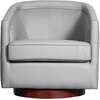 image:imageFlash Furniture Dean Upholstered Barrel Chair Commercial 360 Swivel Club Style Chair Sloped Armrests Woodgrain Vinyl Wrapped Metal Base Cream FabricGray Leathersoft