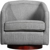 image:imageFlash Furniture Dean Upholstered Barrel Chair Commercial 360 Swivel Club Style Chair Sloped Armrests Woodgrain Vinyl Wrapped Metal Base Cream FabricGrey
