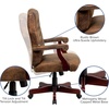 image:imageFlash Furniture Derrick Traditional Microfiber Tufted Swivel Office Chair with Wood Base Ergonomic Farmhouse HighBack Desk Chair Bomber BrownBomber Brown Microfiber