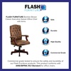 image:imageFlash Furniture Derrick Traditional Microfiber Tufted Swivel Office Chair with Wood Base Ergonomic Farmhouse HighBack Desk Chair Bomber BrownBomber Brown Microfiber